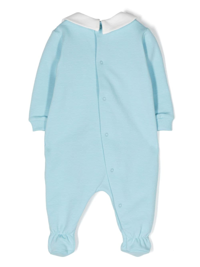Shop Moschino Logo-embossed Cotton Pajamas In Blue
