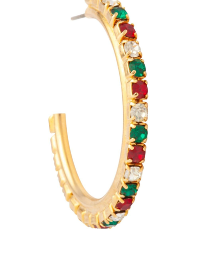 Pre-owned Susan Caplan Vintage 1980s Swarovski Crystal Hoop Earrings In Gold
