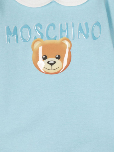 Shop Moschino Logo-embossed Cotton Pajamas In Blue