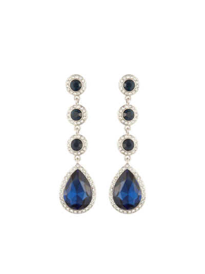 Pre-owned Susan Caplan Vintage Regal Faux-sapphire Chandelier Earrings In Silver