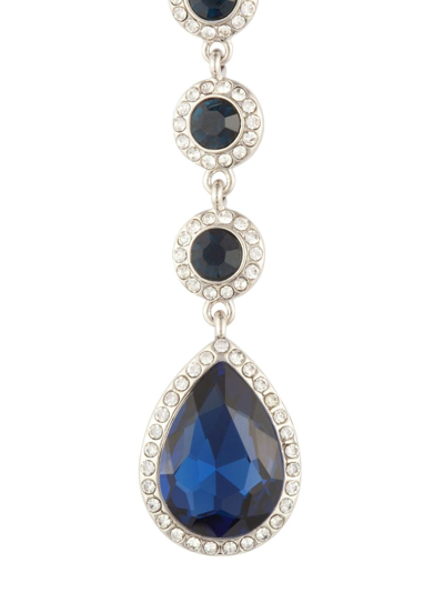 Pre-owned Susan Caplan Vintage Regal Faux-sapphire Chandelier Earrings In Silver