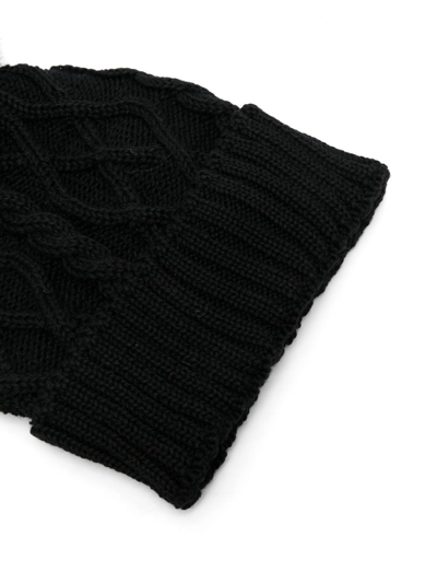 Shop Monnalisa Cable-knit Wool-blend Beanie In Black