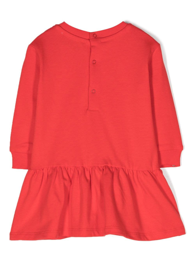 Shop Moschino Teddy Bear-motif Cotton Dress In Red