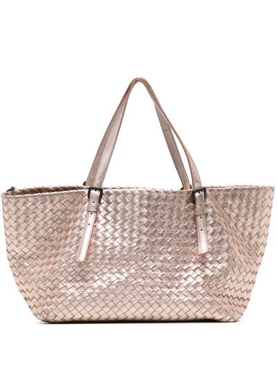 Pre-owned Bottega Veneta Small Intrecciato Cabat Tote Bag In Pink