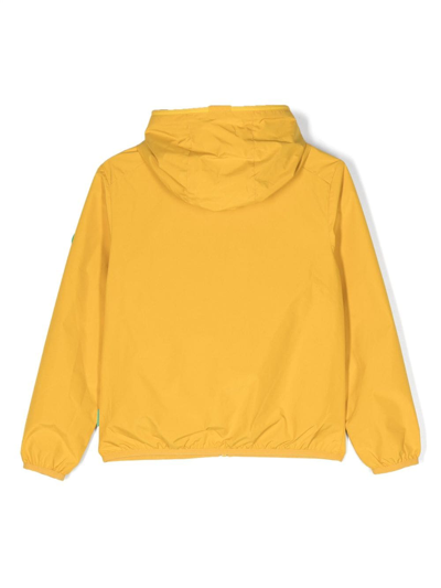 Save The Duck Logo-patch Zip-up Hooded Jacket In Yellow