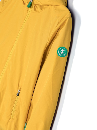 Save The Duck Logo-patch Zip-up Hooded Jacket In Yellow