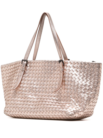 Pre-owned Bottega Veneta Small Intrecciato Cabat Tote Bag In Pink