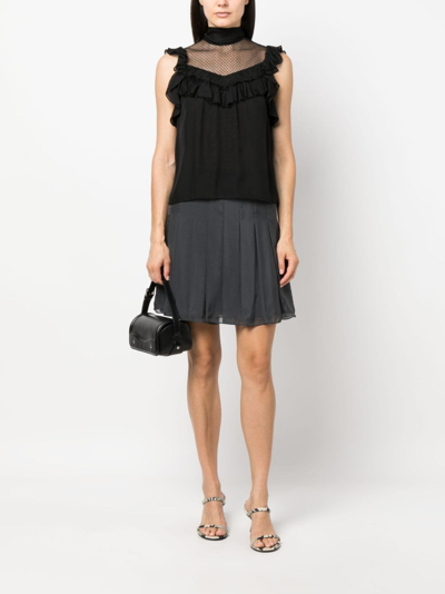 Shop Dorothee Schumacher Panelled Sleeveless Silk Chiffon Blouse In Black