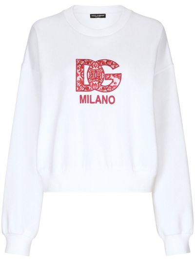 Shop Dolce & Gabbana Logo-print Sweatshirt In White