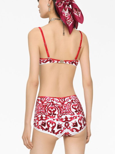 Shop Dolce & Gabbana Maiolica-print Bikini Set In Red