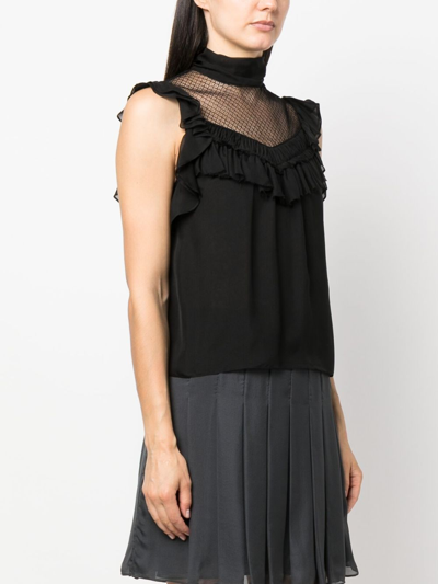 Shop Dorothee Schumacher Panelled Sleeveless Silk Chiffon Blouse In Black