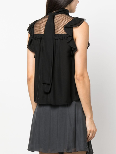 Dorothee Schumacher Panelled Sleeveless Silk Chiffon Blouse In Black