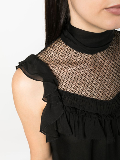 Dorothee Schumacher Panelled Sleeveless Silk Chiffon Blouse In Black