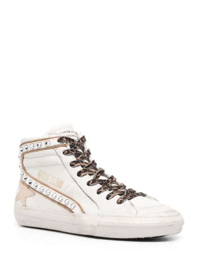 Golden Goose Slide Crystal-embellished Hi-top Sneakers In White