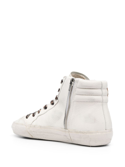 Shop Golden Goose Slide Crystal-embellished Hi-top Sneakers In White