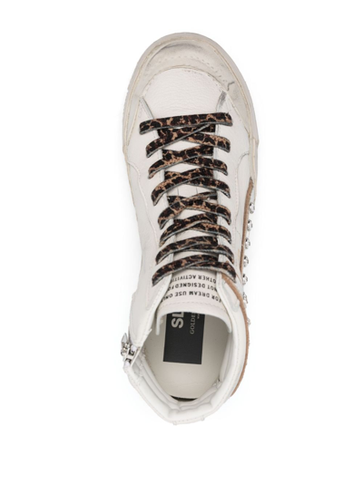 Shop Golden Goose Slide Crystal-embellished Hi-top Sneakers In White