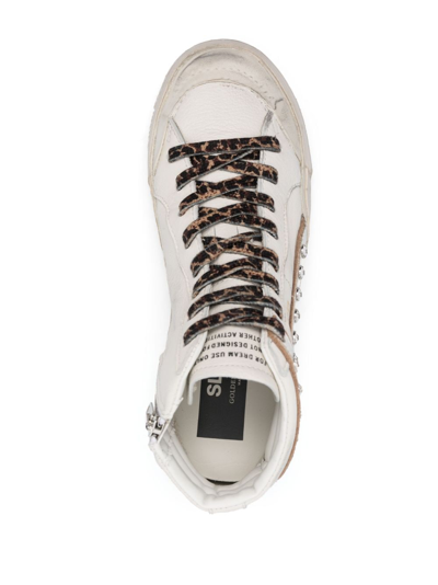 Golden Goose Slide Crystal-embellished Hi-top Sneakers In White