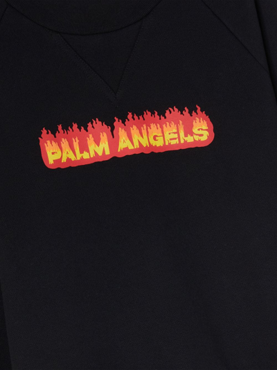 Palm Angels Black Sweatshirt For Boy With Logo And Print In Black