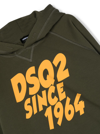 Shop Dsquared2 Logo-print Cotton Hoodie In Green