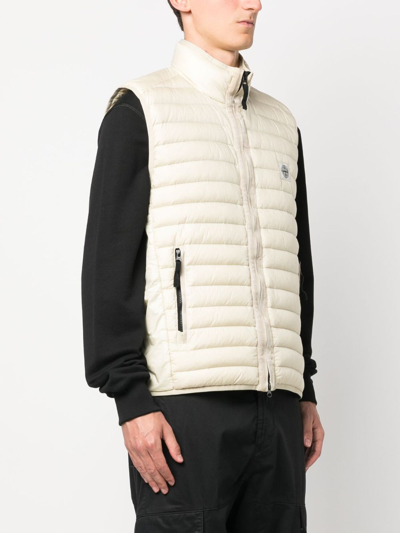 Shop Stone Island Logo-patch Zip-up Quilted Gilet In Neutrals