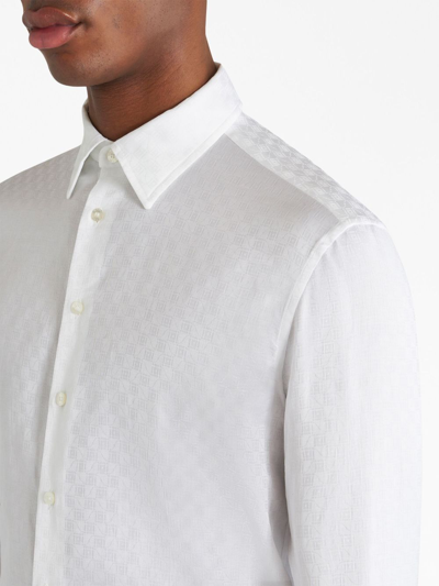 Shop Etro Long-sleeve Jacquard Cotton Shirt In White