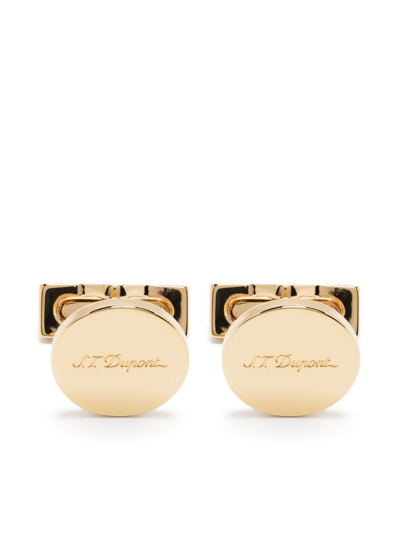 Shop St Dupont Engraved Polished Cufflinks In Gold