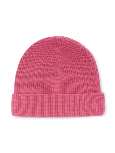 Shop Palm Angels Logo-embroidered Ribbed-knit Beanie In Pink