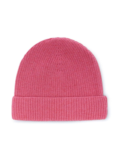 Palm Angels Logo-embroidered Ribbed-knit Beanie In Pink