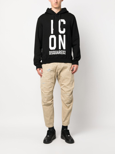 Dsquared2 Distressed-effect Cotton Cropped Trousers In Neutrals