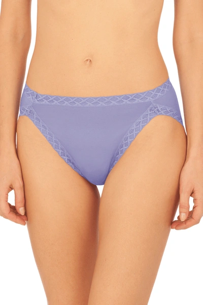 Shop Natori Bliss French Cut Brief Panty Underwear With Lace Trim In Coastal Blue