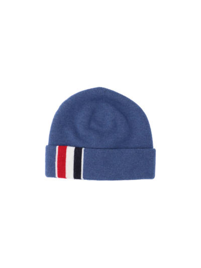 Shop Thom Browne Tricolor Band Beretto In Blue