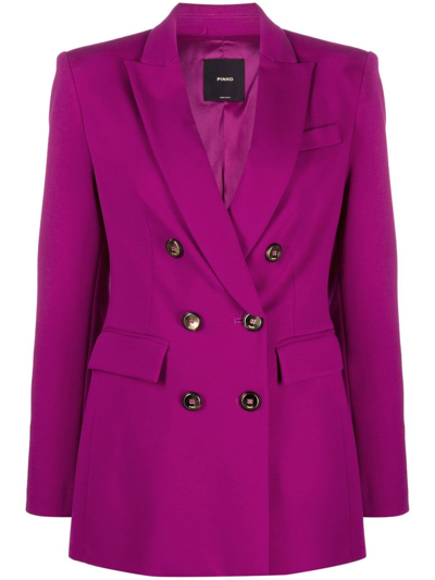 Shop Pinko `glorioso` Double-breasted Blazer In Pink
