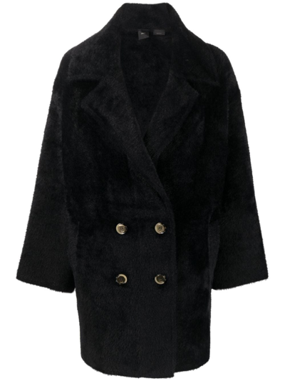 Shop Pinko `toro` Double-breasted Coat In Black  