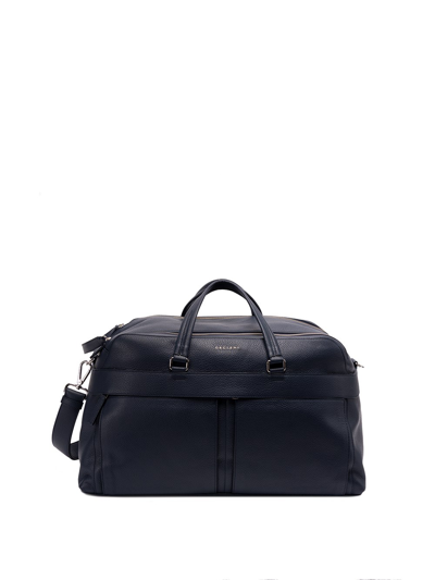 Shop Orciani `micron` Leather Holdall In Blue