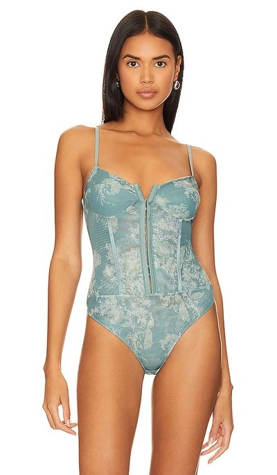 Free People Printed Night Rhythm Bodysuit In Blue