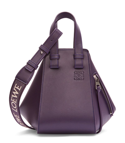 Shop Loewe Leather Compact Hammock Top-handle Bag In Purple