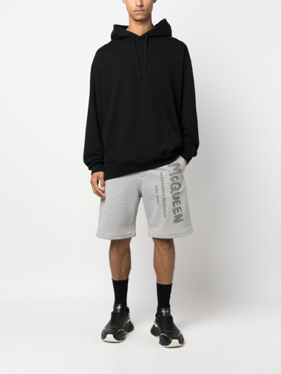 Alexander Mcqueen Alexander Mc Queen Bermuda Shorts With Graffiti Logo Print In Grey