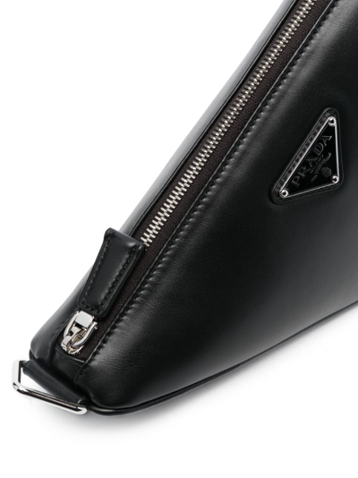Prada Triangle Logo Plaque Crossbody Bag In Black