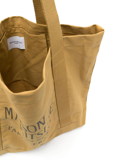 Shop Maison Kitsuné Palais Royal Logo-print Tote Bag In Yellow
