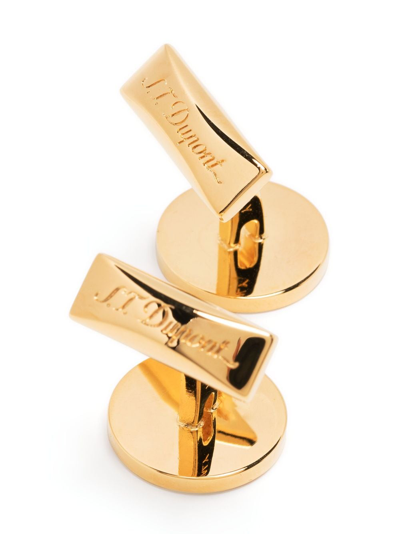St Dupont Engraved-logo Cufflinks In Gold
