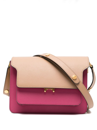 Shop Marni Trunk Colour-block Crossbody Bag In Pink