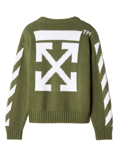 Shop Off-white Arrows Cotton Jumper In Green