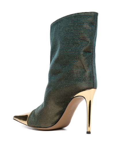 Shop Alexandre Vauthier 100mm Iridescent-effect Pointed Boots In Gold