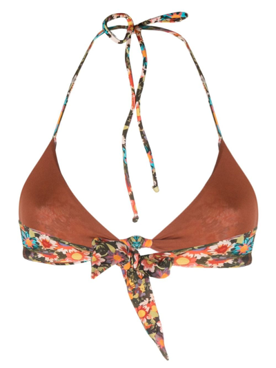 Siedres Floral-print Halterneck Bikini Top In Green