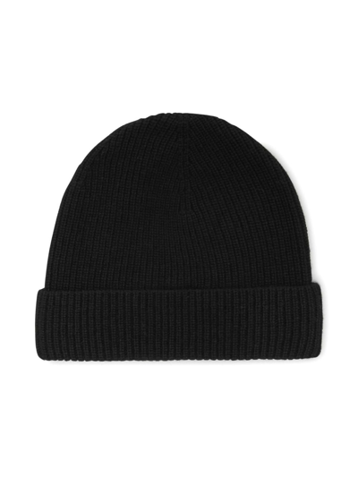 Shop Palm Angels Logo-embroidered Knitted Beanie In Black