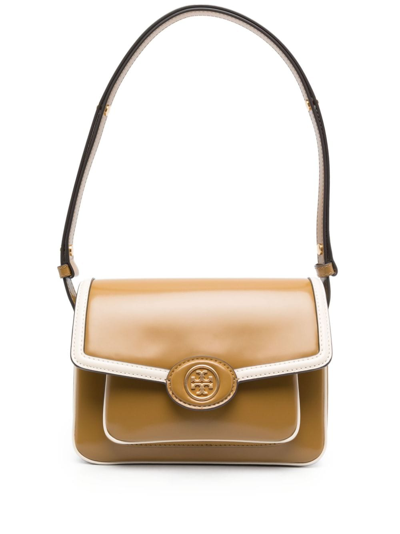 Shop Tory Burch Small Robinson Leather Shoulder Bag In Brown