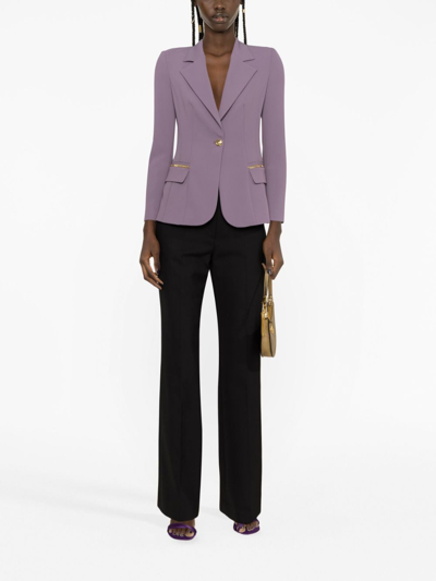 Shop Elisabetta Franchi Chain-embellished Crepe Blazer In Purple