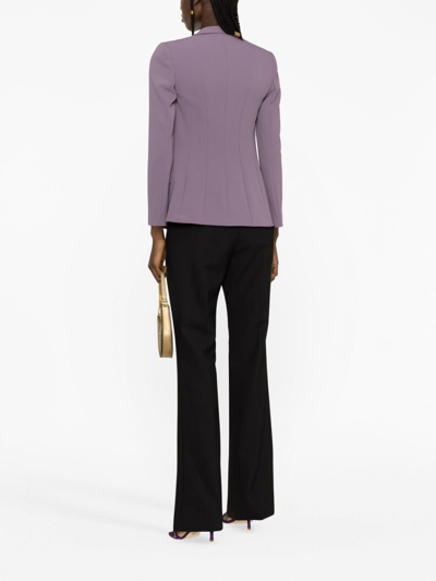 Shop Elisabetta Franchi Chain-embellished Crepe Blazer In Purple