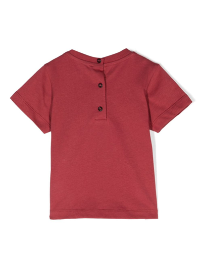 Balmain Logo-embroidered Cotton T-shirt In Red