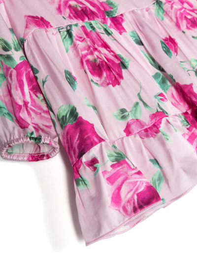Shop Miss Blumarine Floral-print Ruffled Skirt In Pink